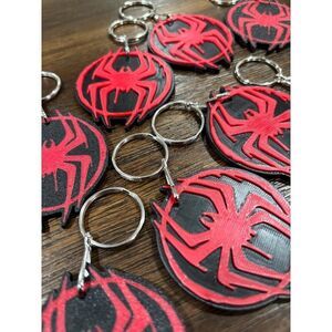 Miles Morales Spiderman Symbol Keychain Pack Dual-Color Raised Design (10 Pack)